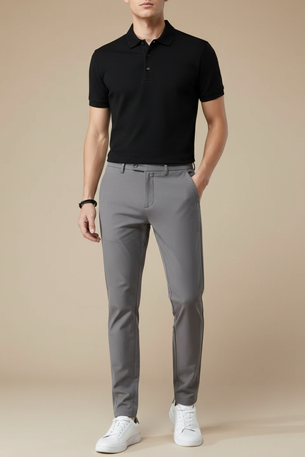 Pantalon Gris Homme Slim Élastique Respirant Décontracté - Polyester