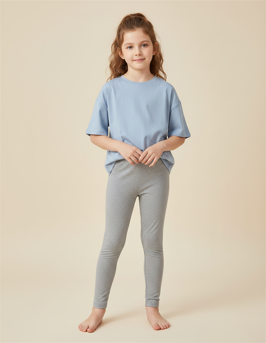 Pantalon Gris Enfant Coton Extensible Confortable