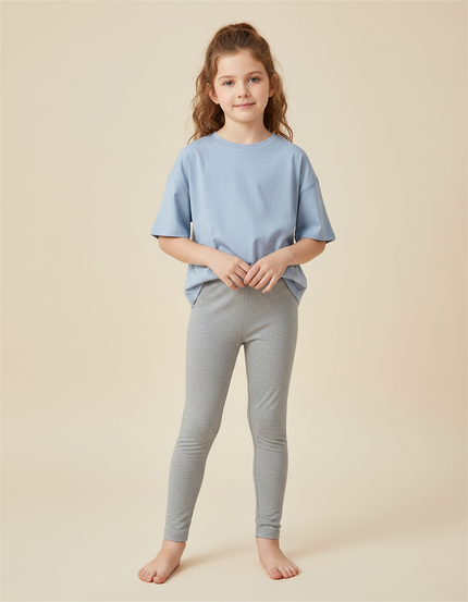 Pantalon Gris Enfant Coton Extensible Confortable