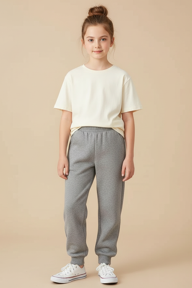 Pantalon Gris Molletonné Confortable Jogging Enfant