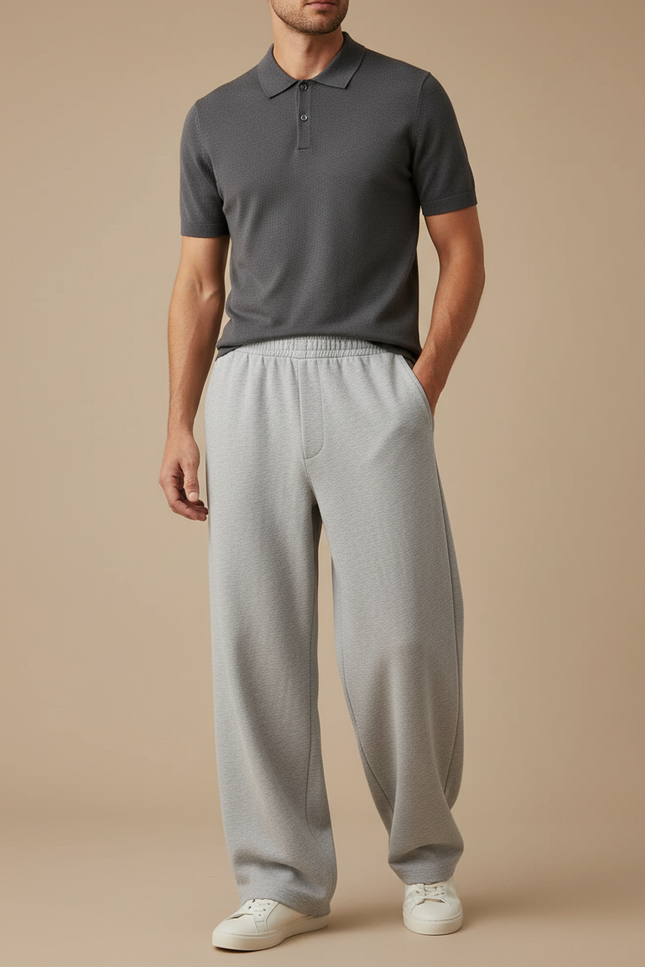 Pantalon Gris Ample Décontracté Sport Coton Homme - Molleton