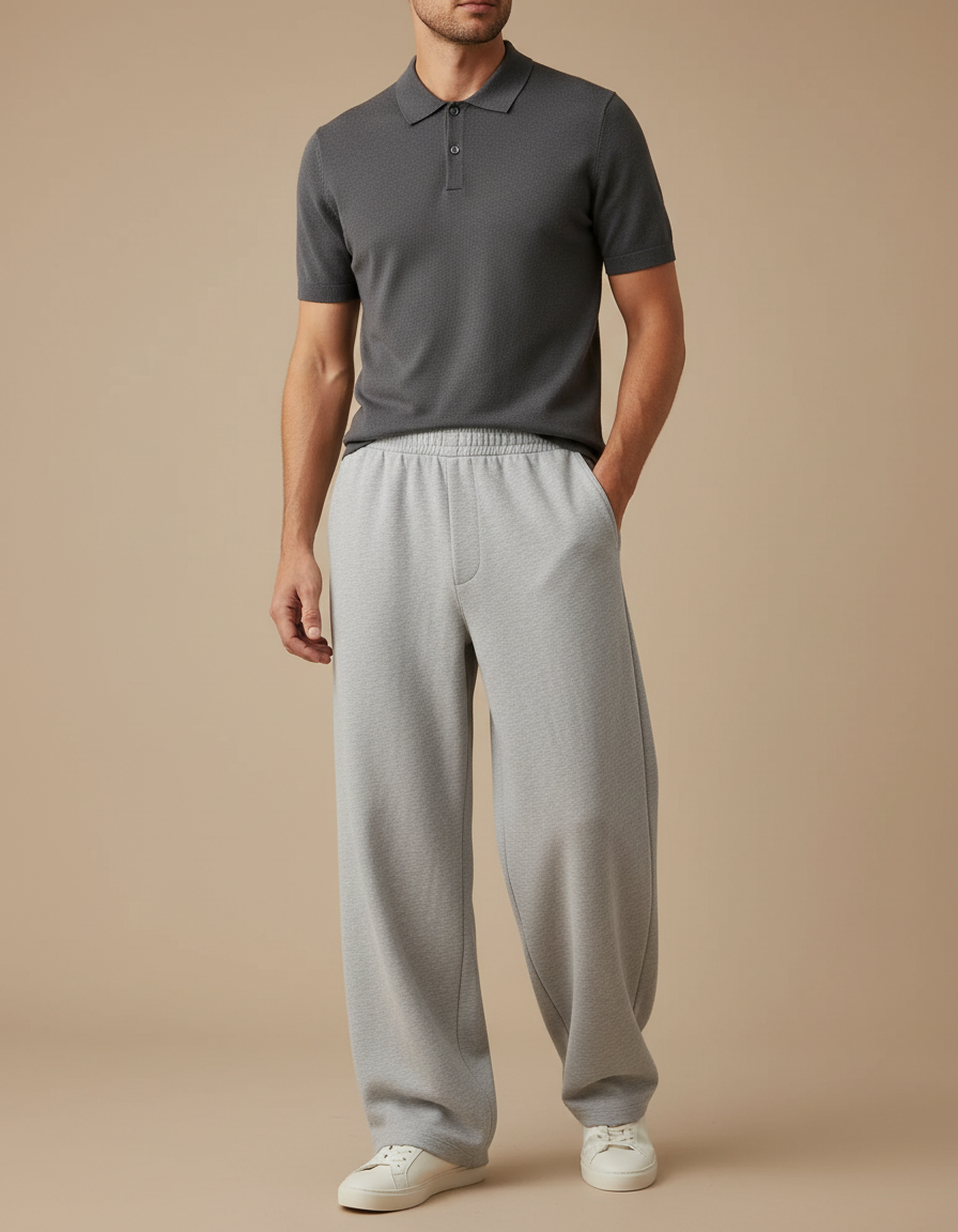 Pantalon Gris Ample Décontracté Sport Coton Homme - Molleton