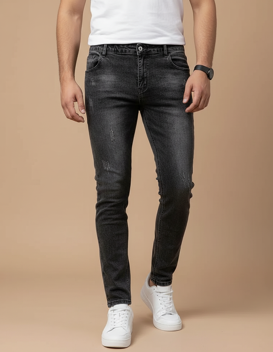 Pantalon Gris Slim Délavé Stretch Homme - Jean