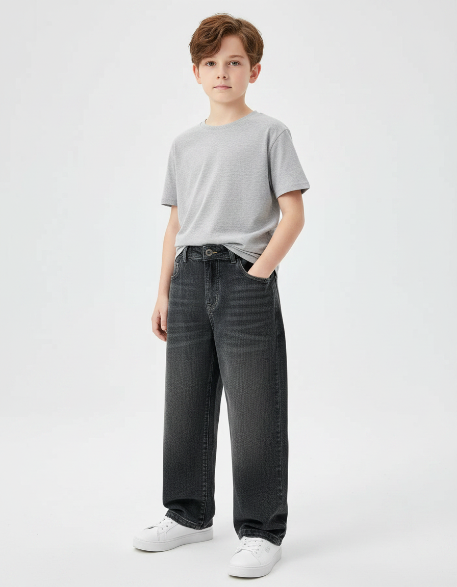 Pantalon Gris Décontracté Ample Enfant Garçon - Jean