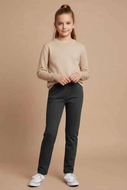 Pantalon Gris Slim Extensible Fille Enfant - Molleton