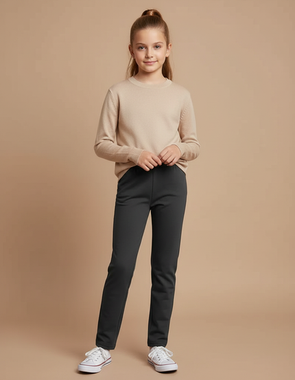 Pantalon Gris Slim Extensible Fille Enfant - Molleton