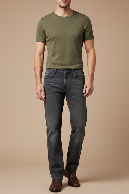 Pantalon Gris Jean Droit Classique Homme