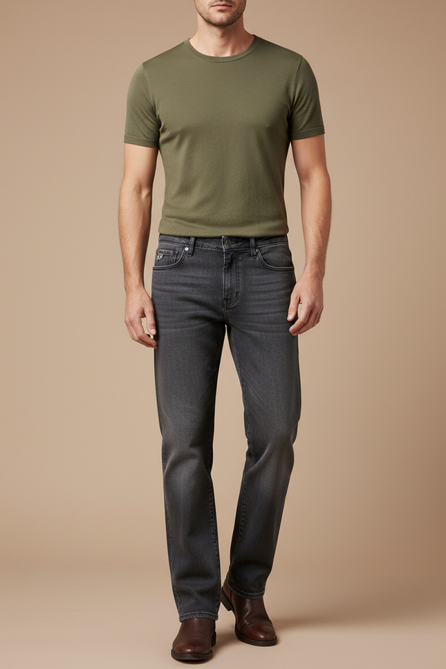 Pantalon Gris Jean Droit Classique Homme