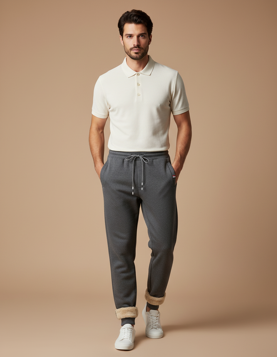Pantalon Gris Molletonné Doublé Confortable Homme