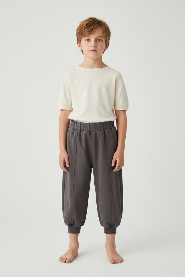 Pantalon Gris Molletonné Confortable Jogger Enfant