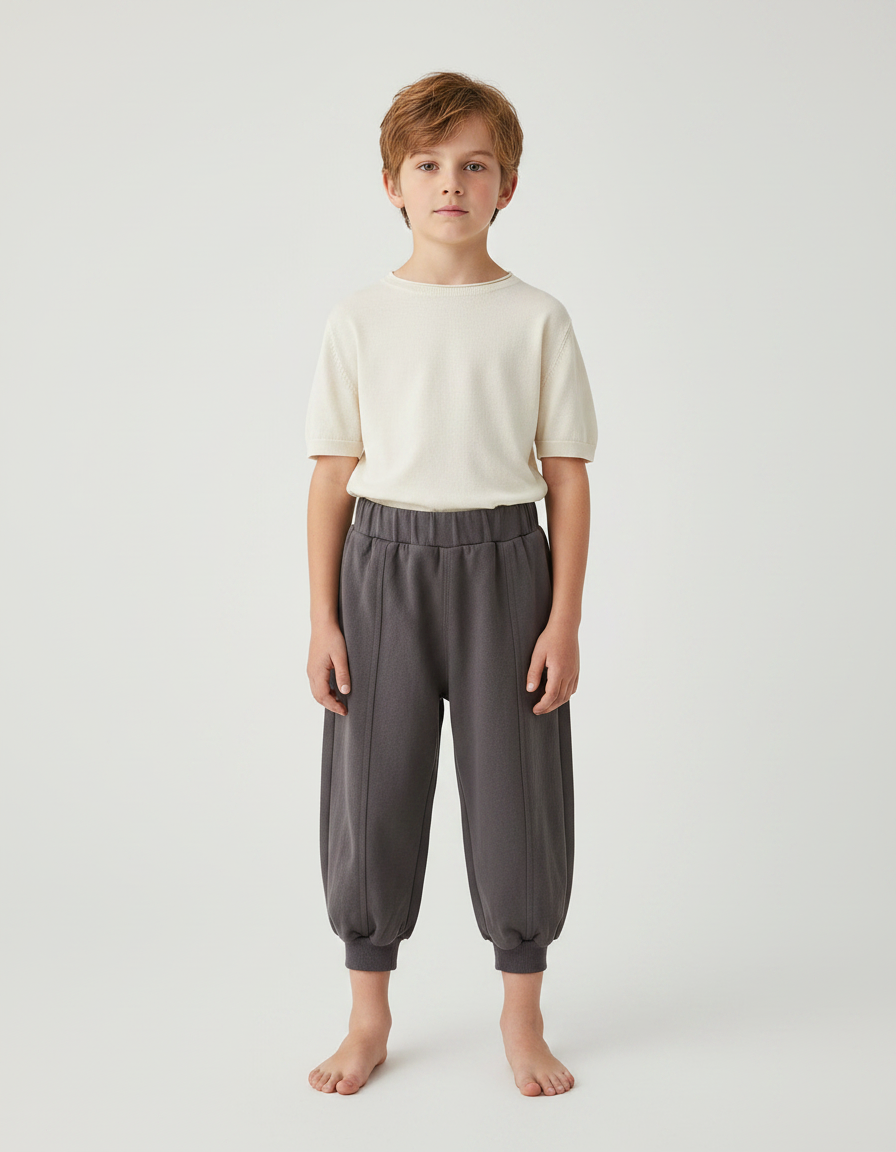 Pantalon Gris Molletonné Confortable Jogger Enfant