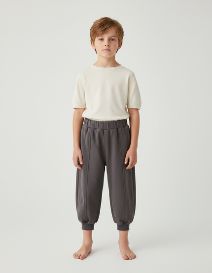 Pantalon Gris Molletonné Confortable Jogger Enfant