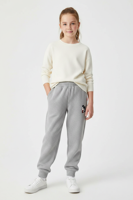 Pantalon Gris Molletonné Mickey Enfant Décontracté