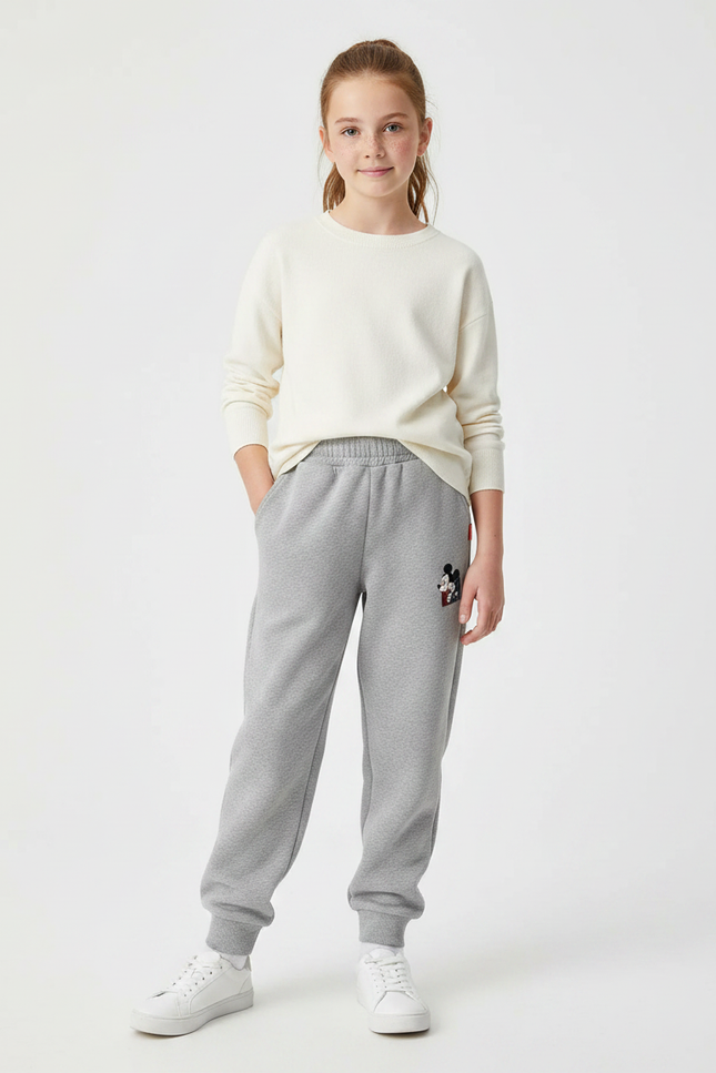 Pantalon Gris Molletonné Mickey Enfant Décontracté