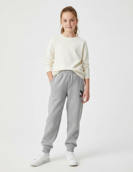 Pantalon Gris Molletonné Mickey Enfant Décontracté