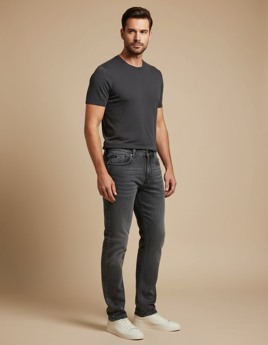Pantalon Gris Denim Slim Fit Homme Élégant - Jean