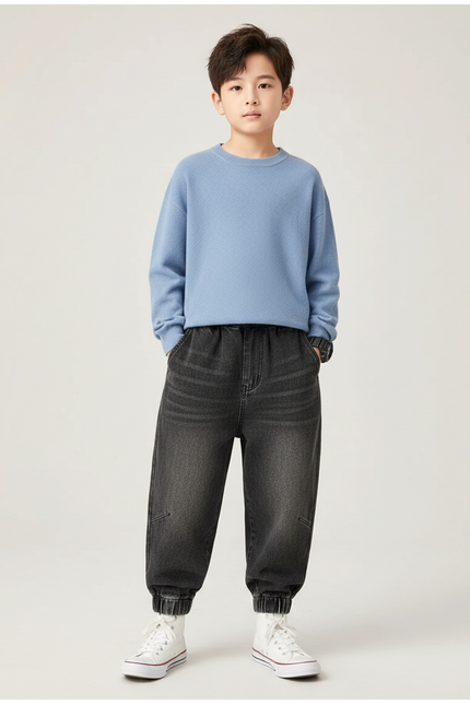 Pantalon Gris Jogger Ample Décontracté Enfant - Jean