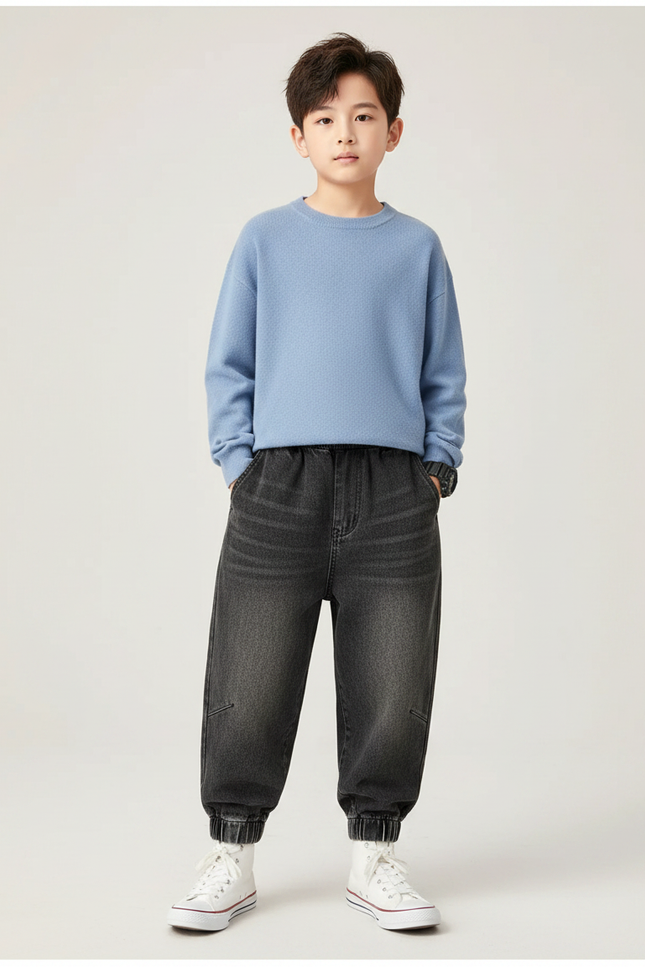 Pantalon Gris Jogger Ample Décontracté Enfant - Jean