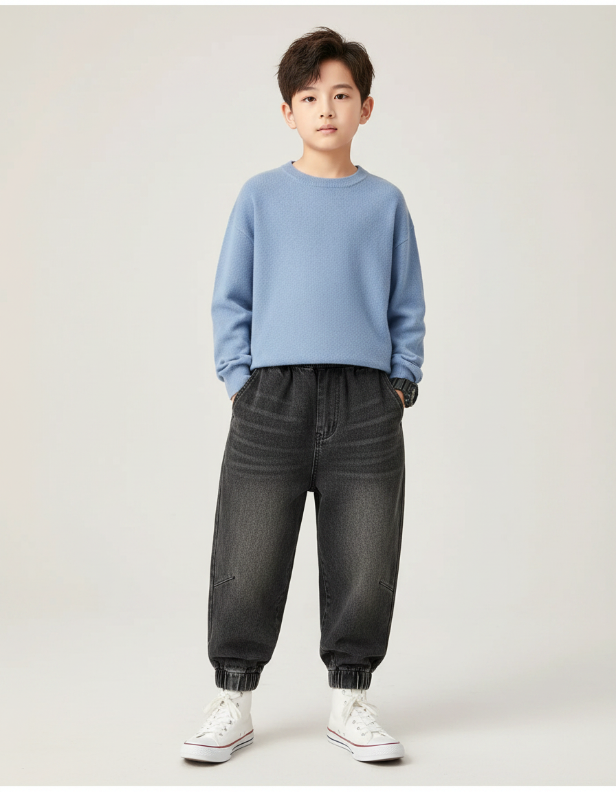 Pantalon Gris Jogger Ample Décontracté Enfant - Jean