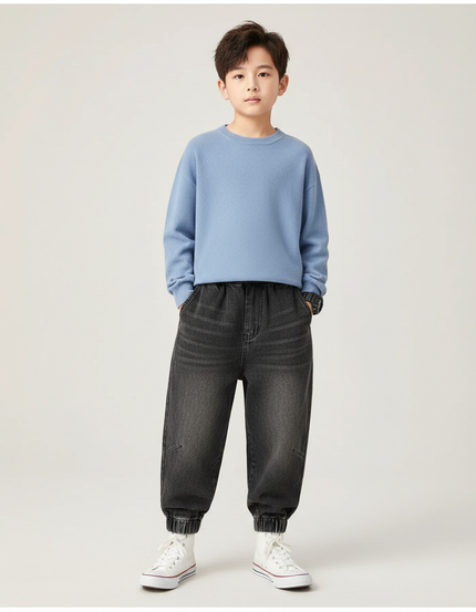 Pantalon Gris Jogger Ample Décontracté Enfant - Jean