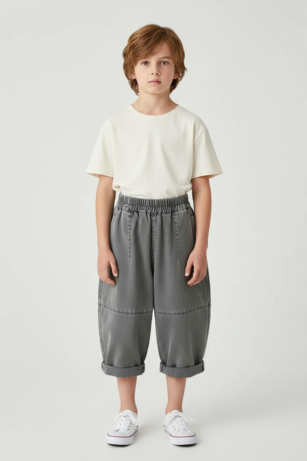 Pantalon Gris Baggy Enfant Décontracté Ample - Jean