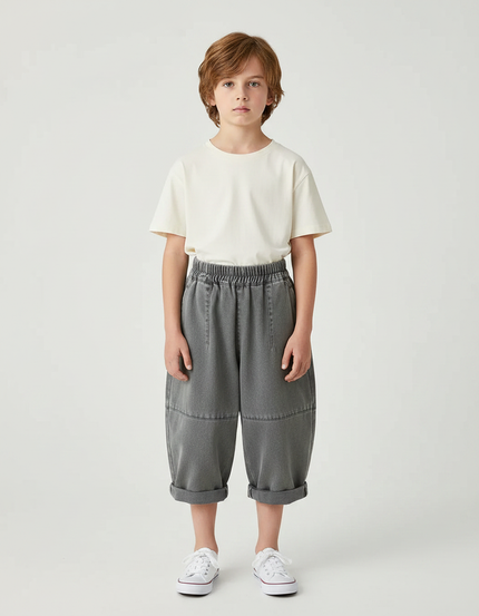 Pantalon Gris Baggy Enfant Décontracté Ample - Jean