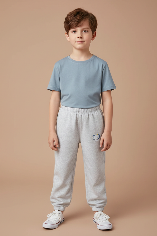 Pantalon Gris Molletonné Enfant Sport Décontracté Éléphant