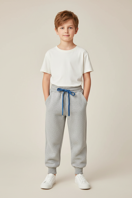 Pantalon Gris Molletonné Confortable Sport Enfant