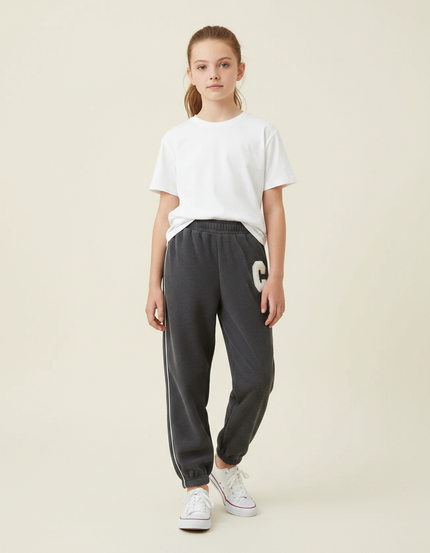 Pantalon Gris Côtelé Ample Décontracté Enfant - Cordé