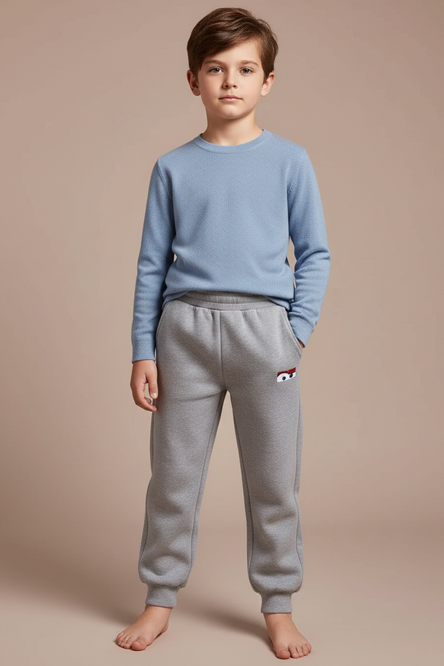 Pantalon Gris Molleton Décontracté Confortable Élastique Garçon