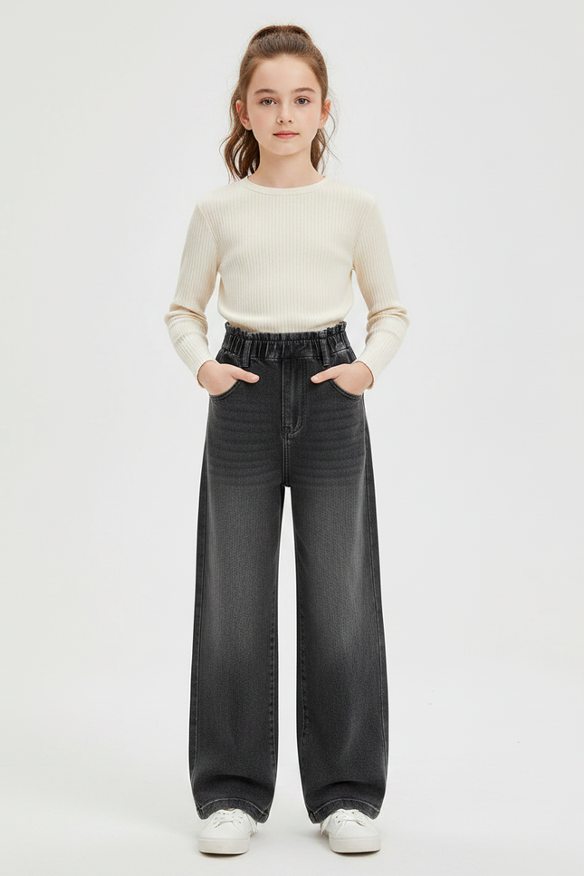 Pantalon Paper Bag Gris - Jean