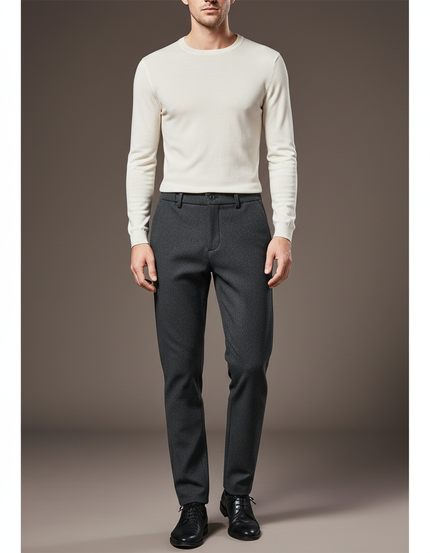 Pantalon Gris Slim Élégant Motif Discret Homme - Laine