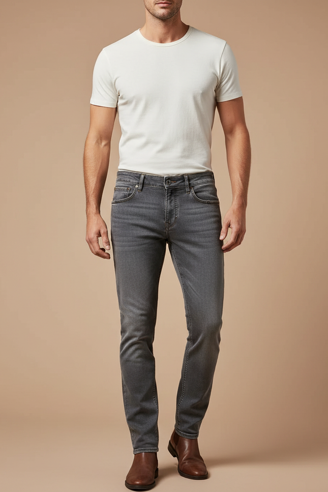 Pantalon Gris Slim Fit Denim Homme Tendance - Jean