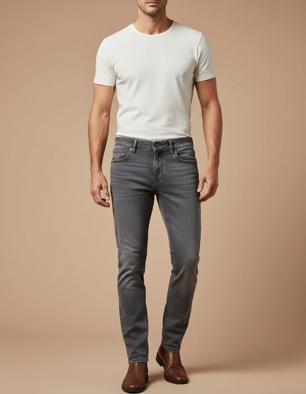 Pantalon Gris Slim Fit Denim Homme Tendance - Jean
