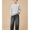 Pantalon Gris Denim Ample Décontracté Bicolore - Jean