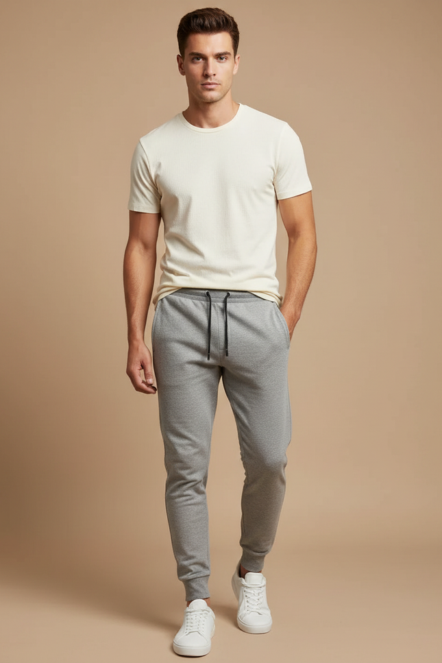 Pantalon Gris Jogging Sport Décontracté Homme Slim - Molleton
