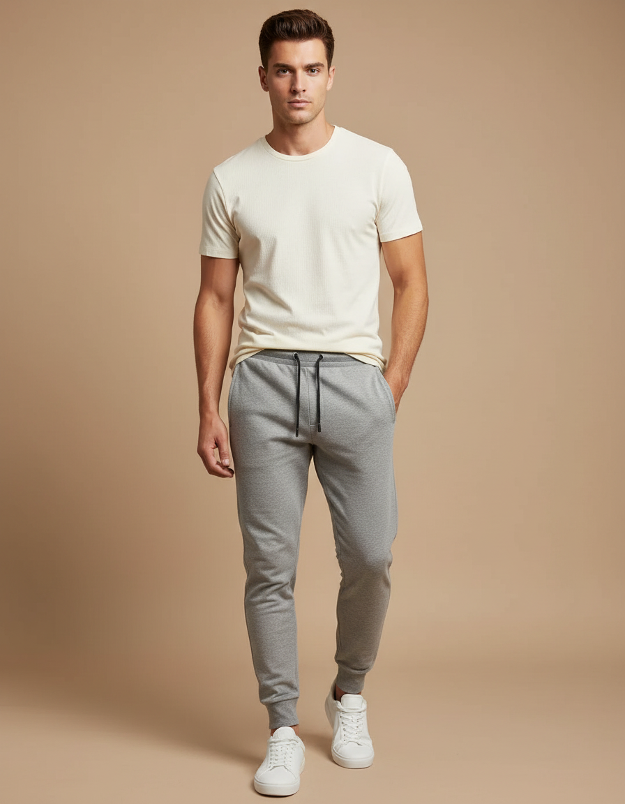 Pantalon Gris Jogging Sport Décontracté Homme Slim - Molleton