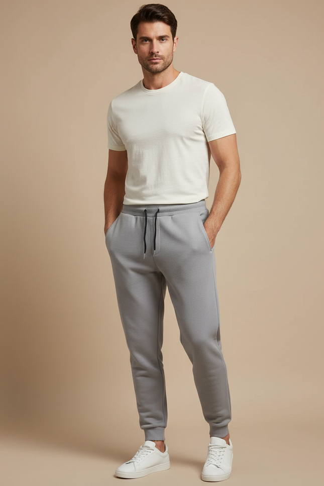 Pantalon Gris Homme Décontracté Molletonné Sportif