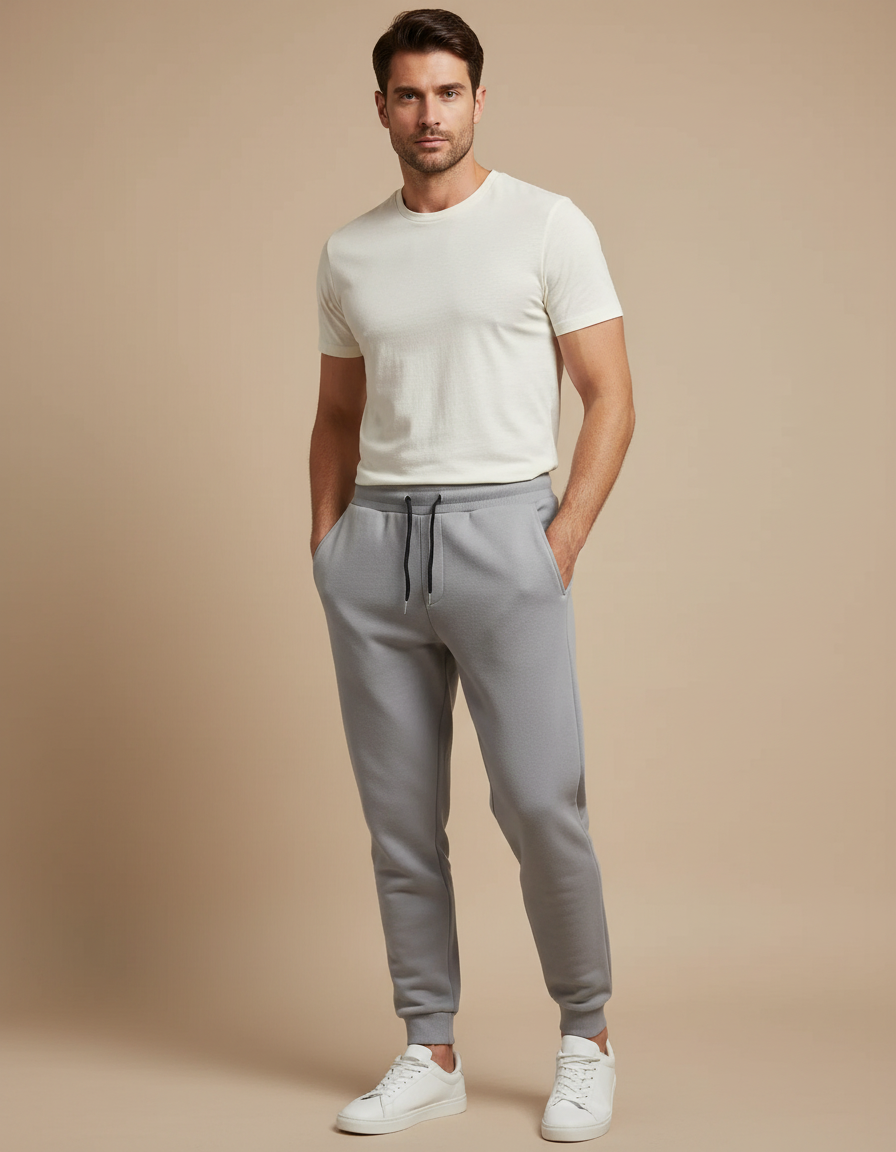 Pantalon Gris Homme Décontracté Molletonné Sportif