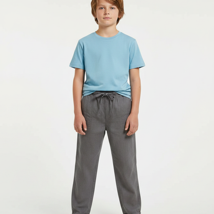 Pantalon Lin Gris Garcon