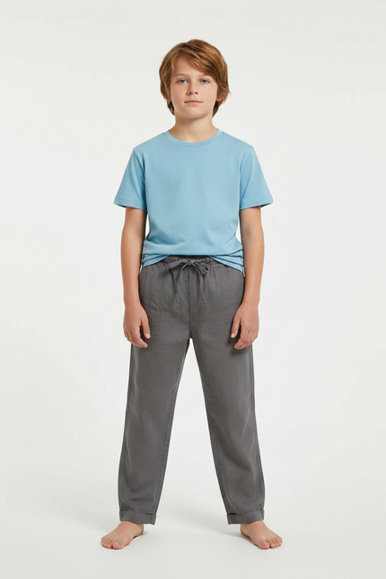Pantalon Lin Gris Garcon