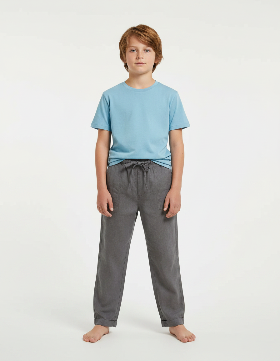 Pantalon Lin Gris Garcon