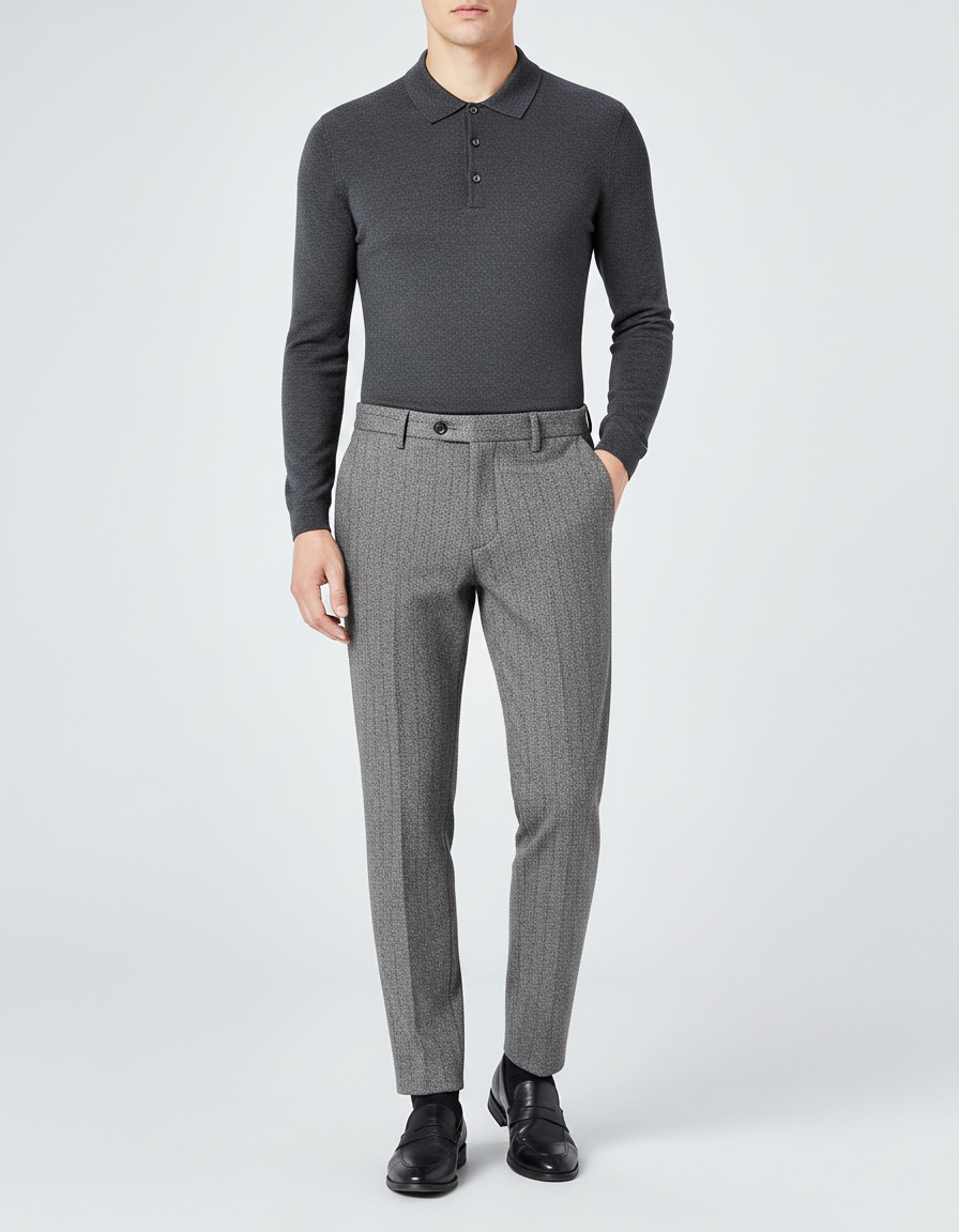 Pantalon Gris Habille Homme - Laine