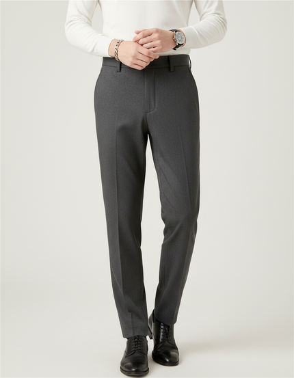 Pantalon Gris Homme Droit Élégant Business Formel - Gabardine