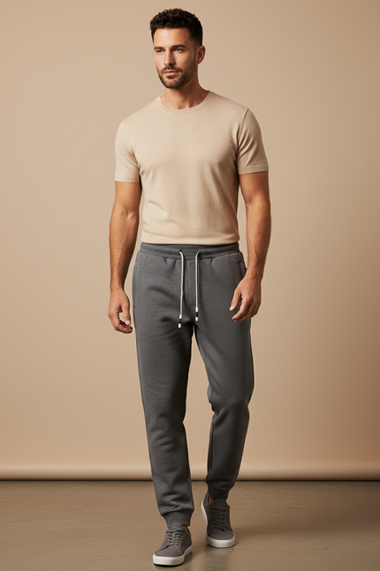 Pantalon Gris Jogging Cordon Décontracté Homme Molletonné
