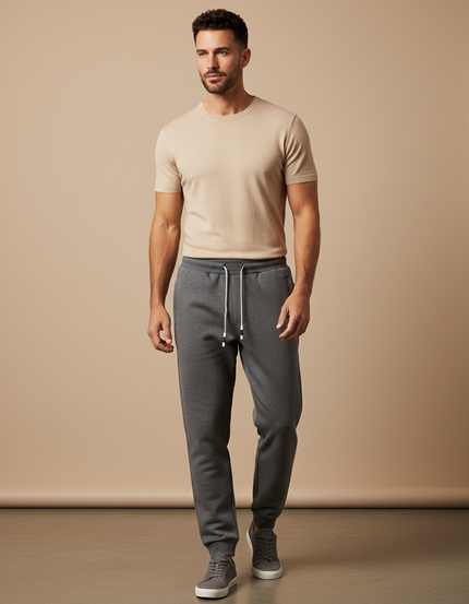 Pantalon Gris Jogging Cordon Décontracté Homme Molletonné