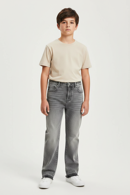 Pantalon Gris Jeans Décontracté Ample Enfant