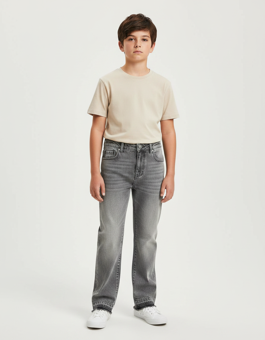 Pantalon Gris Jeans Décontracté Ample Enfant