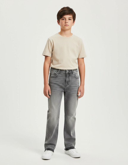 Pantalon Gris Jeans Décontracté Ample Enfant