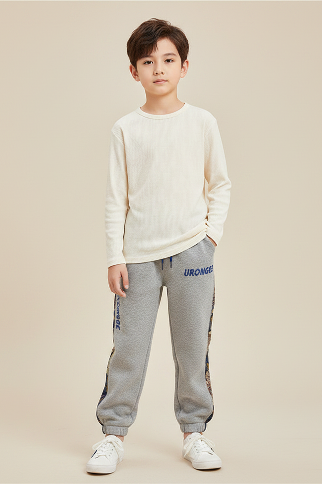 Pantalon Gris Jogging Sportif Décontracté Enfant - Molleton